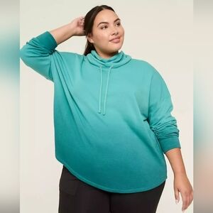 NWT Lane Bryant LIVI French Terry Funnel-Neck Sweatshirt Size 26/28 Teal